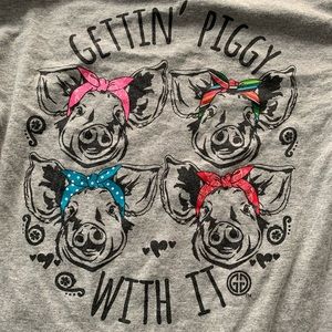 Women’s Gray Gettin’ Piggy With It Long Sleeve Tee